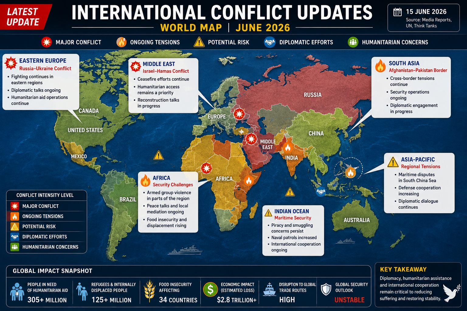 International conflict updates world map