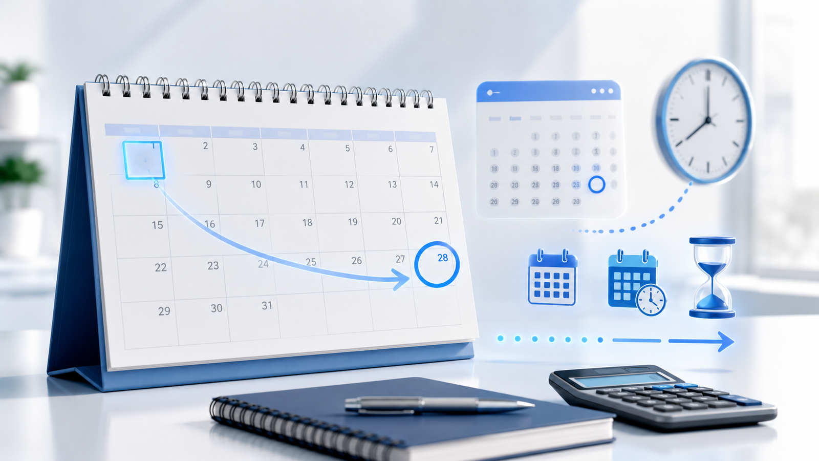 28 days from today calendar date calculation illustration